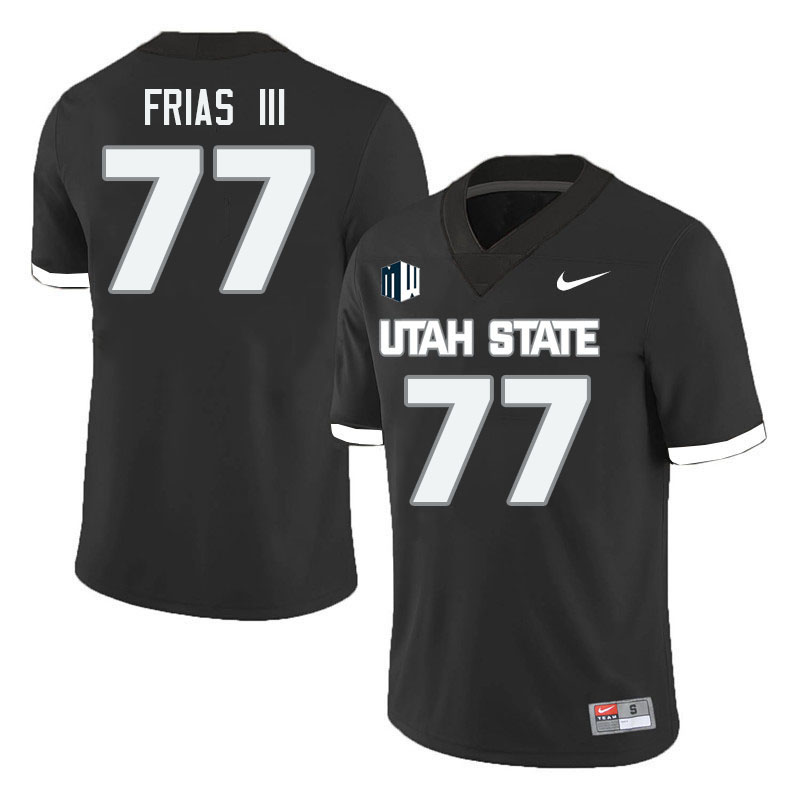 Utah State Aggies #77 Ralph Frias III College Football Jerseys Stitched Sale-Black